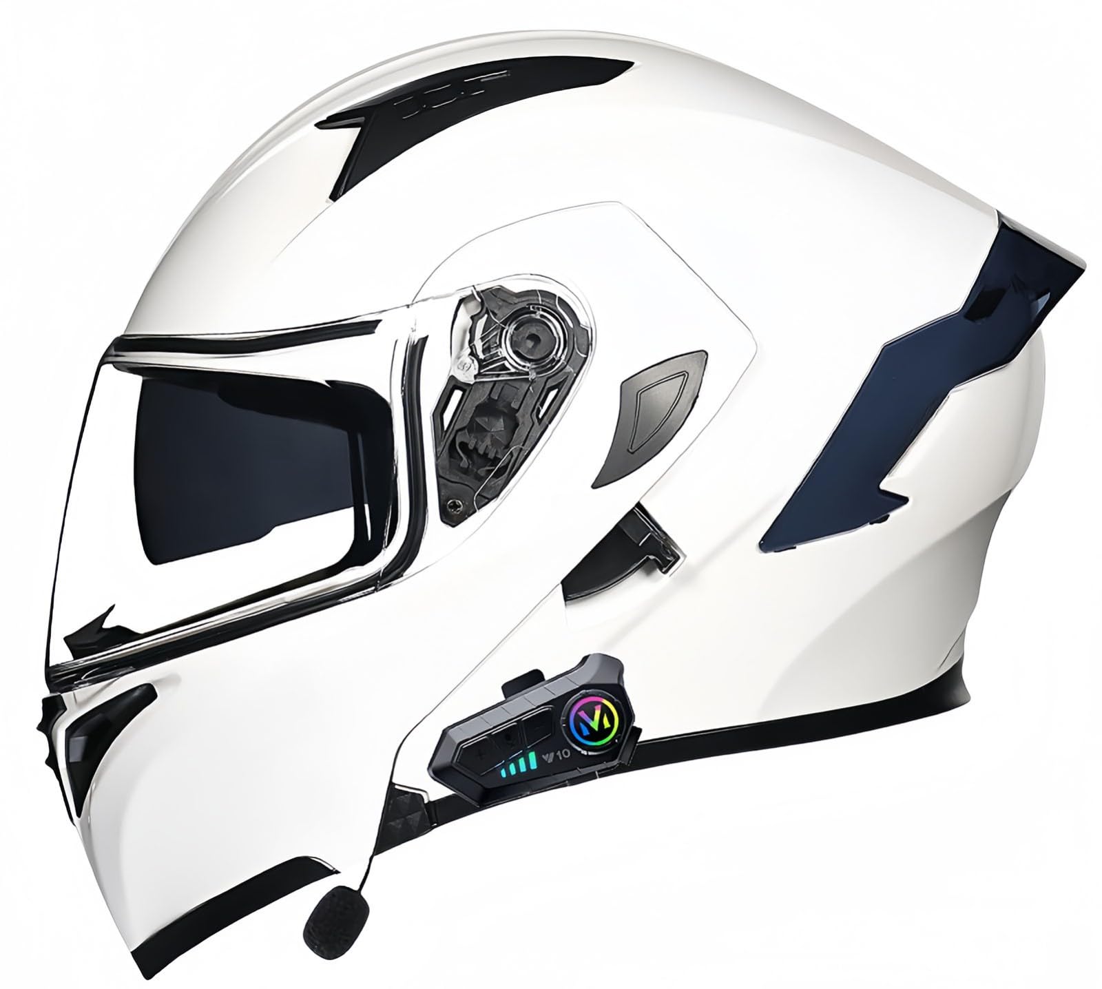 Bluetooth-Motorradhelm, ECE-geprüft, modularer Motorradhelm, für Herren und Damen, Integralhelm für Roller, Doppelvisier, für Erwachsene, Integralmotorrad C,XL58-59CM