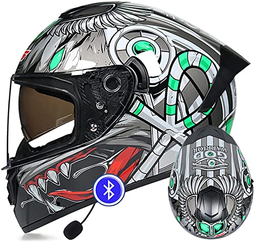 Motorradhelm Helm Motorrad Mit Bluetooth Headset Integralhelm DOT ECE-Zertifizierung Mit Doppelvisier Sonnenblende Klapphelm,Eingebautem Mikrofon FüR Automatische Reaktion