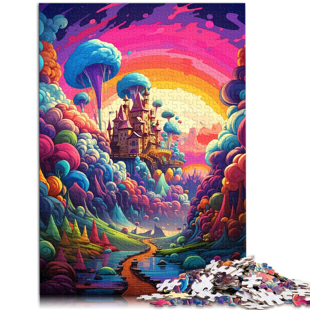 Puzzles für farbenfrohes, psychedelisches Süßigkeitenschloss für Erwachsene, Puzzles mit 1000 Teilen, Holzpuzzles als Geschenk für die ganze Familie, 1000 Teile (50 x 75 cm)