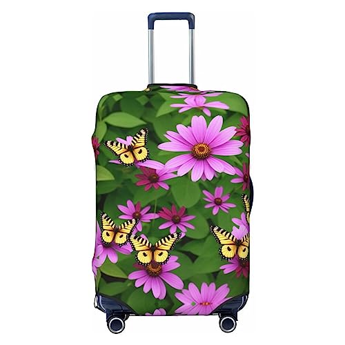 Miniks Reisegepäckhülle mit Schmetterlingen und Blumen, strapazierfähig, passend für 45,7 - 81,3 cm große Gepäckstücke, Größe XL, Schwarz, X-Large