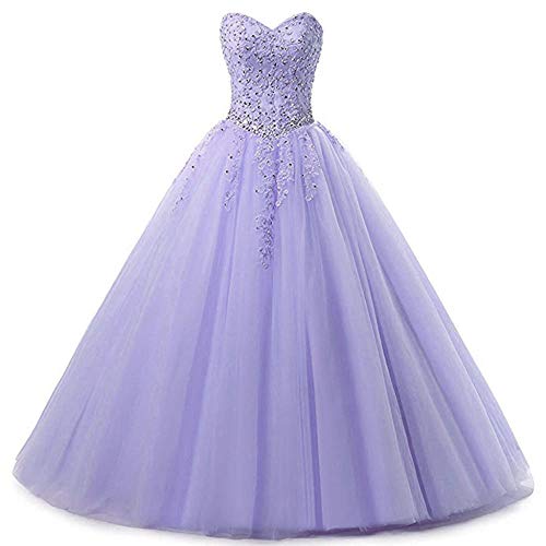 Zorayi Damen Liebsten Lang Tüll Formellen Abendkleid Ballkleid Festkleider Lavendel Größe 50