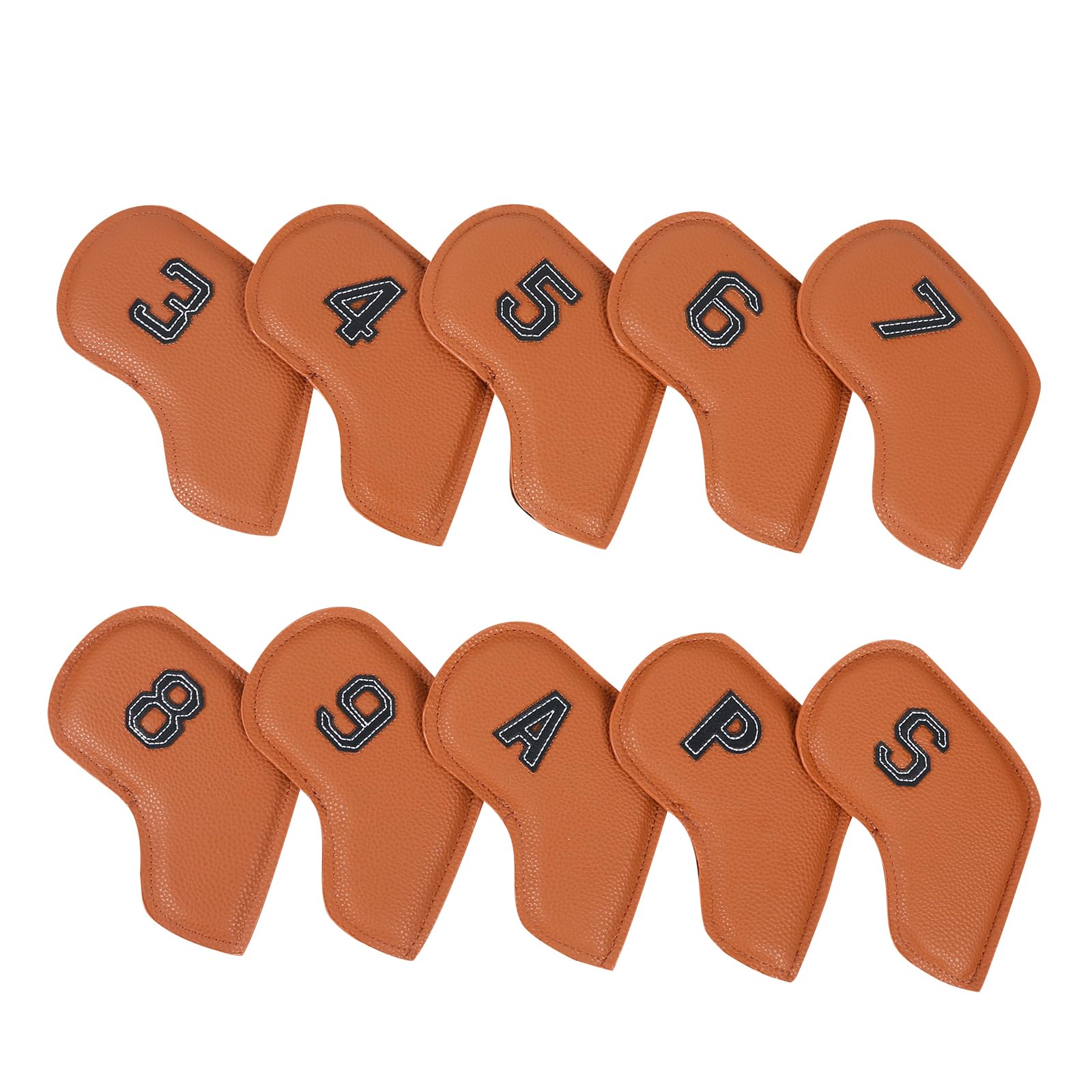 JTQYFI 10Pcs Imprägniert Golfplätze Eisen Kopf Abdeckung PU Leder Golfplätze Headcover Schutzhülle Stange Kopf Fällen Golfplätze Zubehör