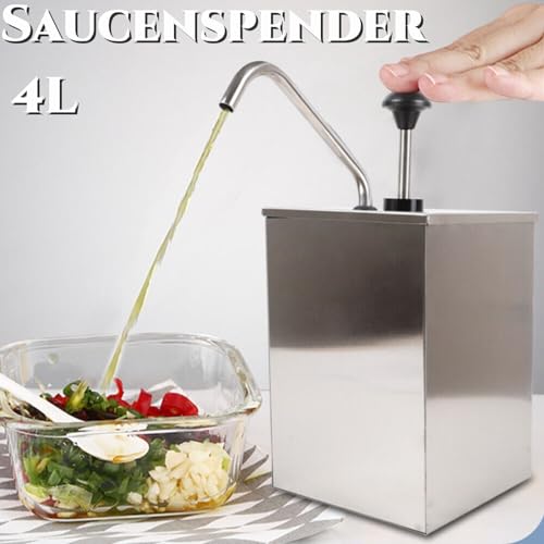 Edelstahl Sauce Dispenser 4L Condiment Flaschen Pumpspender Sauce Dispenser Dosierspender Senfspender Einköpfe Saucen Behälter Ketchup Senf Spender Küche Dosierspender mit 3 Pumpen/1 Pumpen (1 Pumpen)