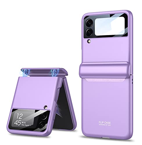 Hülle für Galaxy Z Flip 3 5G,Ultradünne Stoßfeste Magnetisch Faltbare All-Inclusive-Telefonhülle für Samsung Galaxy Z Flip 3 5G,Violett