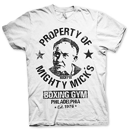 Rocky Offizielles Lizenzprodukt Mighty Mick's Gym Herren T-Shirt (Weiß), Medium