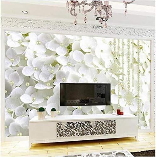 XLMING Cubic White Flower Schmuck Perlen 3D Tapeten Home Esszimmer Sofa Schlafzimmer Wohnzimmer TV Hintergrund-200cm×140cm