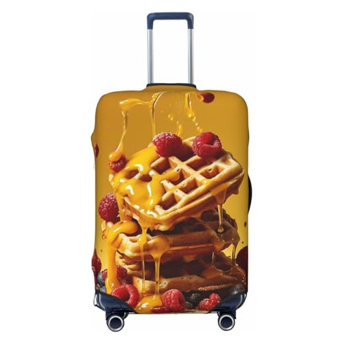 CSGJMYGS Reisegepäckabdeckung, elastisch, waschbar, modisch, kratzfest, Kofferabdeckung, Obst-Waffeln, Koffer-Schutz, passend für 45,7 - 81,3 cm Gepäck, Schwarz , XL