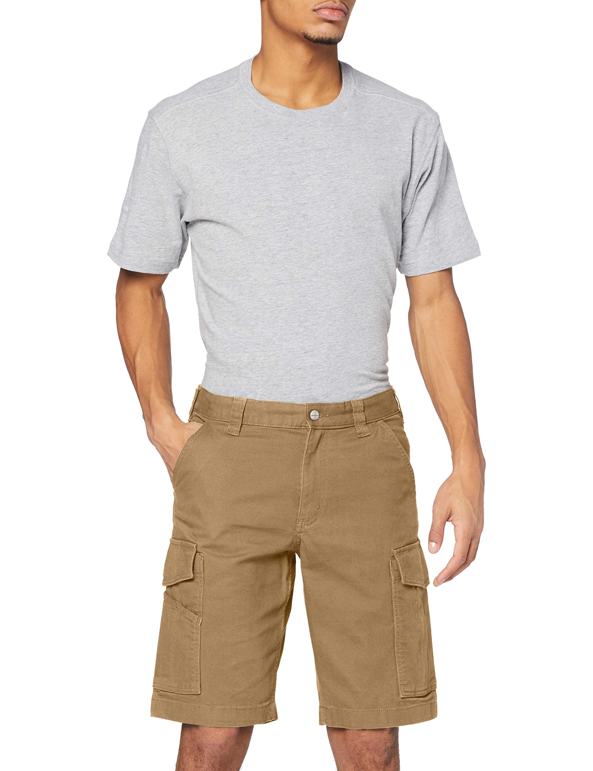 Carhartt Herren Rugged Flex® Relaxed Fit Cargo-Arbeitsshorts aus Canvas, Dunkles Khaki, W40