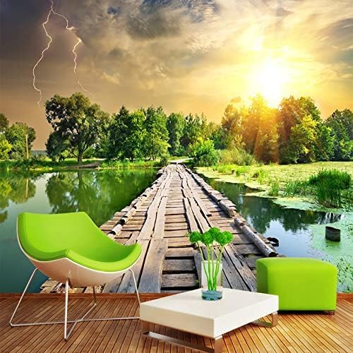 XLMING Klassischer Sonnenuntergang Wald Naturlandschaft 3D Tapete Home Dekoration Wohnzimmer Sofa Schlafzimmer Tv Hintergrund Wand-200cm×140cm