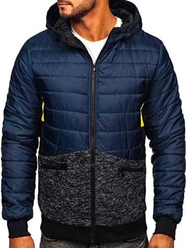 BOLF Herren Übergangsjacke Steppjacke Daunen-Optik Casual Elegant Leichte Frühlings Jacket Moderne Männer Jacke M10019 Dunkelblau L [4D4]