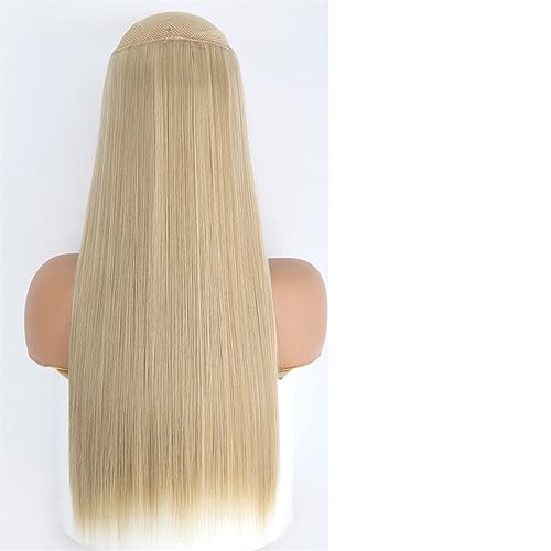 Clip-in-Haarverlängerungen Dickes, langes, glattes, synthetisches, langes, glattes 5-Clip-in-Haarteil, 55/80 cm, hitzebeständig, einteiliges Kunsthaarteil for Frauen, natürliches Schwarzbraun Clip-in-