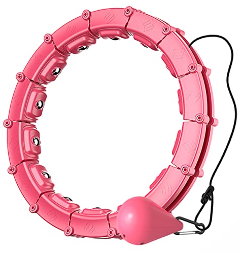 Shelly gewichteter Hula-Reifen für Erwachsene, beschwerter Smart-Hula-Reifen mit 360-Grad-Auto-Spinning-Ball, Smart Hula-Ring-Reifen, 24 abnehmbare Knoten, Bauch, Fitness, Gewichtsverlust (Rosa-24)