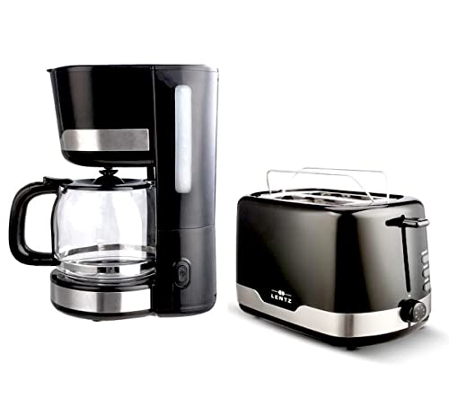 LENTZ Frühstücksset Kaffeemaschine Toaster schwarz-silber