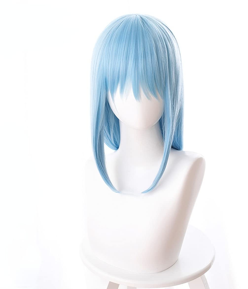 LINLINCD-Anime Coser Anime Game Cosplay Wig for That Time I Got Reincarnated as a Slime Rimuru Tempest Wig Tensei Shitara Slime Datta Ken Blue Long Straight Hair Perücke for Halloween Party Karneval