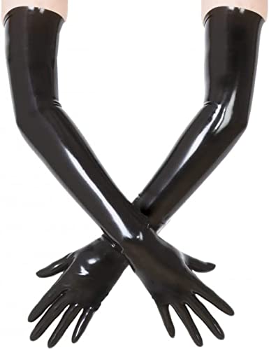 100% Latex 3D-Form Opera Lange Handschuhe Gummigeformte Nahtlose Handschuhe,Schwarz,X-Large