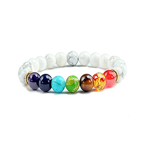 Armband aus 7 Natursteinen mit rauem Kristall, Charm, Modeschmuck, elastisches Seil, Perlenarmreif, Freundschaftsgeschenk für Männer und Frauen, Reiki-Armbänder (Farbe: Grün, Größe: Vulkangestein)