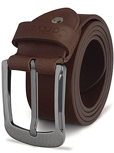 Cartvelli Echt Ledergürtel Herren Braun 38mm - Made in Germany mit Geschenkbox - Herrengürtel Anzug Jeans Chino breiter Leder Herrengürtel Vollleder Jeansgürtel echtleder-gürtel 85cm B20b-85