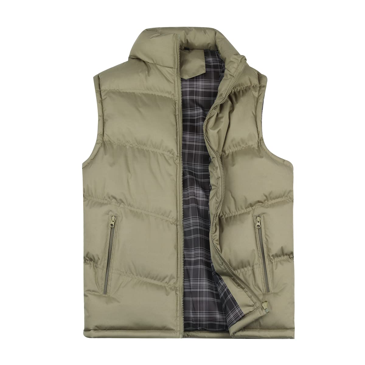 YOUTHUP Herren Steppweste Dicke Freizeit Winterweste Bodywarmer Outdoor Wärme Gilet Stehkragen, Braun, L