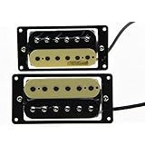 ZENGXUE Halb Gelb Halb Schwarzer Doppelt Pickup Gelb Schwarz Keramischer Magnet Elektrische Gitarre Doppelspule Schwarzer Rahmen Humbucker Tonabnehmer Set (Color : Black frame)