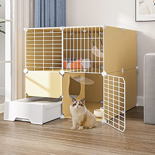 Katzenkäfig Katzengehege Großer Indoor-Käfig mit Streu DIY Katzenzaun Abnehmbarer Metalldraht für Kleintiere Haustiere ()