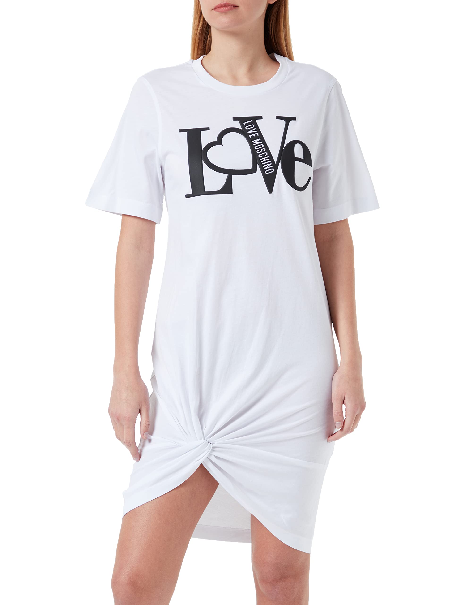 Love Moschino Womens T-Shape Dress, Optical White, 44