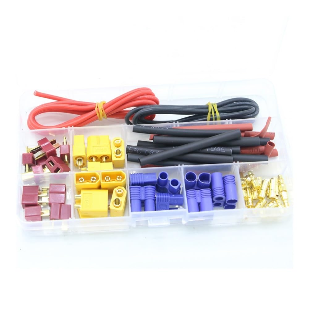 LSFWJP T-Stecker / XT60 / XT90 / EC3 / EC5 Stecker- und Buchsenstecker-Adapteranschlüsse mit 16 AWG Silikondraht und Schrumpfschlauch for RC FPV-Drohnen (Color : XT60 EC3 T)