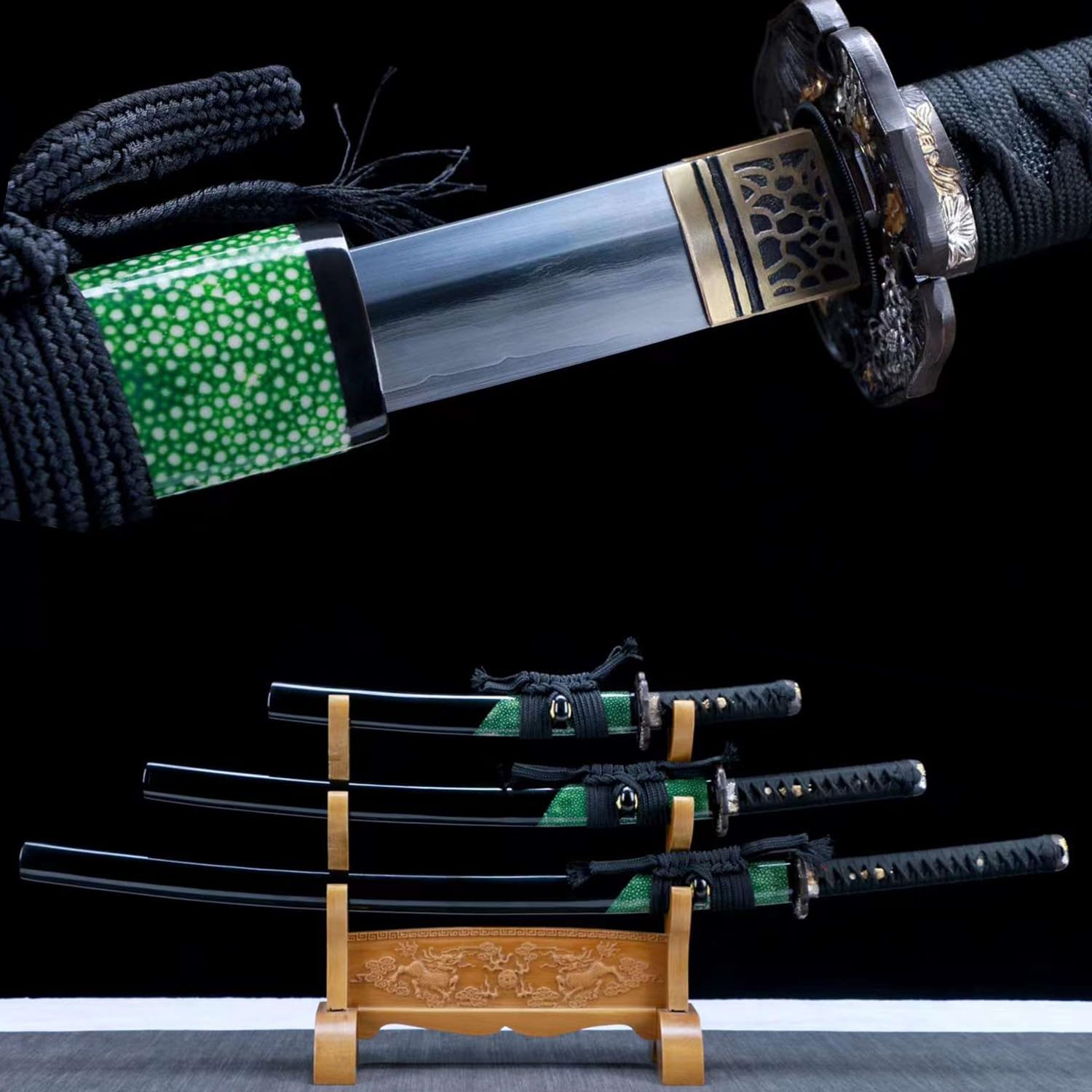 LQSMX sword Senior Samurai Schwert 3-teilig Set scharf Katana Handgeschmiedete dreischichtige Verbundstahl-Technologie Verbrennungsklingentechnologie Master Level Schleifen