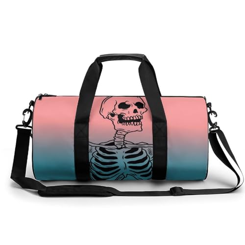 Vintage-Totenkopf Sport Duffel Bag Sporttasche Reisetasche Handgepäck Tasche Schwimmtasche Weekender Bag 45x23x23cm