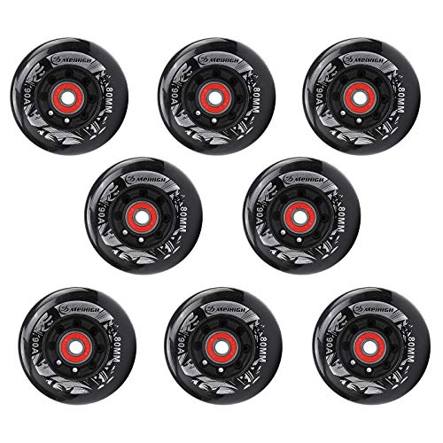 90A Inline Skates Wheel, Universal PU Ersatzrad Mit Lager 72mm 78mm 80mm Rad, für Erwachsene Kids Teens Anfänger Hockey Skates Wheel(80mm)