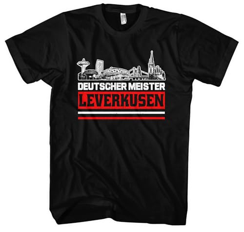 Leverkusen Titelkusen Herren T-Shirt | Leverkusen Trikot Fanartikel Fussball Stadt Skyline Leverkusen T-Shirt Meister | Schwarz (3XL)