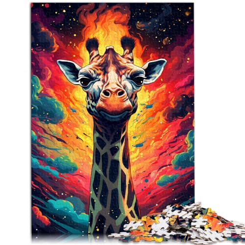 Spielzeug-Puzzle, farbenfrohes psychedelisches Giraffen-Puzzle, 1000 Teile für Erwachsene, Holzpuzzle als Geschenk für die ganze Familie, 1000 Teile (50 x 75 cm)