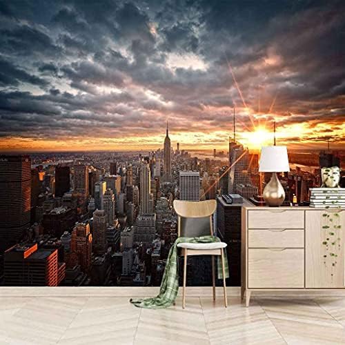 XLMING Stadtansicht Sonnenuntergang Küche Esszimmer Arbeitszimmer Wohnzimmer TV Hintergrund Wand 3D Tapete-400cm×280cm