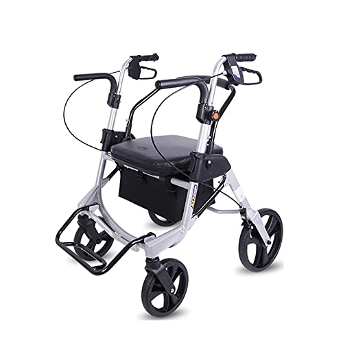 Rehabilitation Walking Walker, Klappbar Lauflernhilfe mit Sitz & Tasche, 4 Rad Rollator mit Sitztasche Walker Einkaufswagen - Mobilitätshilfe für Erwachsene, Senioren, Ältere Wal (kleines Rad)