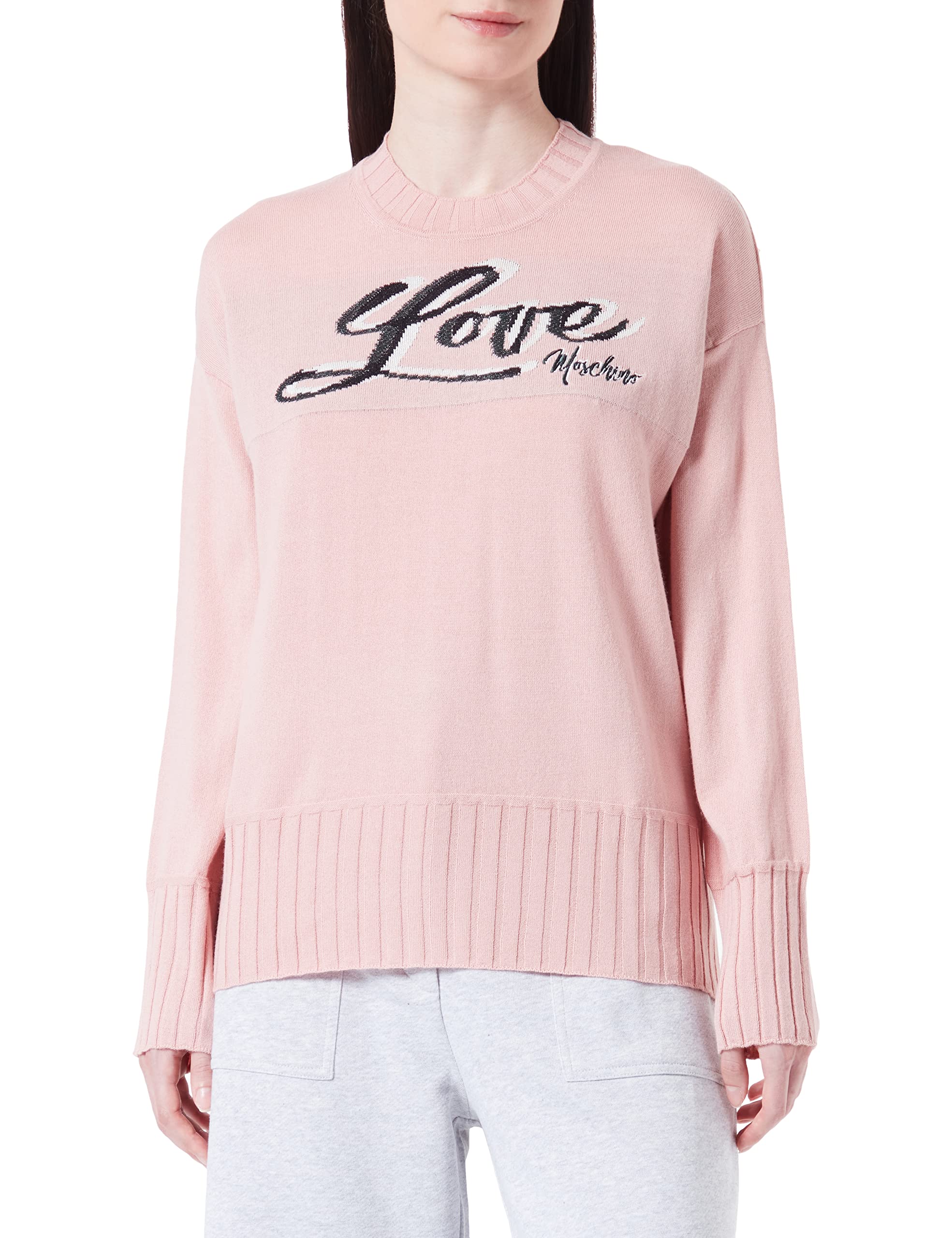 Love Moschino Damen Comfort Fit Long-sleeved pullover, Rosa, 40 EU