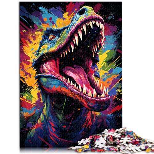 Puzzle Bunte Psychedelia der Dinosaurier 1000 Teile Puzzle Holzpuzzle Jedes Teil ist einzigartig - Herausforderndes Familienspaßspiel 1000 Teile (50x75cm)