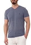 Cipo & Baxx Herren T-Shirt V-Neck Shirt Kurzarm Basic Baumwolle V-Ausschnitt CT773 Blau L