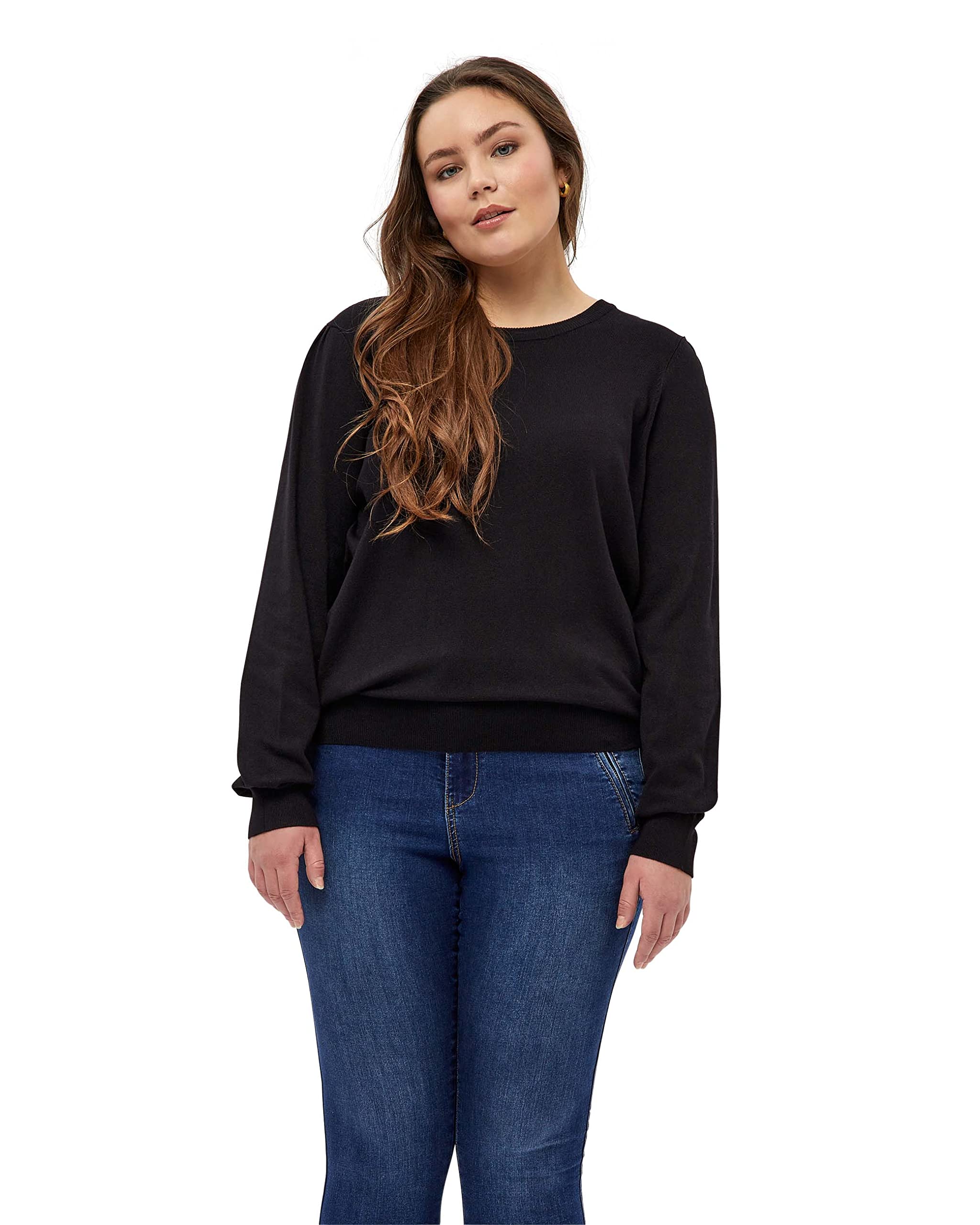 Peppercorn Tana Lange Puffärmel Kurve | Pullover Damen In Schwarz | Frühling Pulli Damen | Größe 50