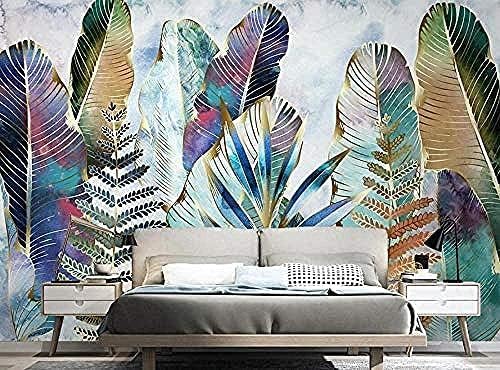 XLMING Handgemalte Pflanzenblätter Aquarell 3D Tapeten Home Esszimmer Sofa Schlafzimmer Wohnzimmer TV Hintergrund-400cm×280cm