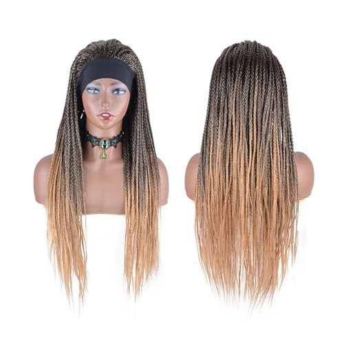 Perücken für Frauen Perücken for Afro-schwarze Frauen, lange gerade synthetische geflochtene Zöpfe, 66 cm, hochwertige synthetische Twist-Zöpfe für den täglichen Gebrauch(Headband 1B-27)