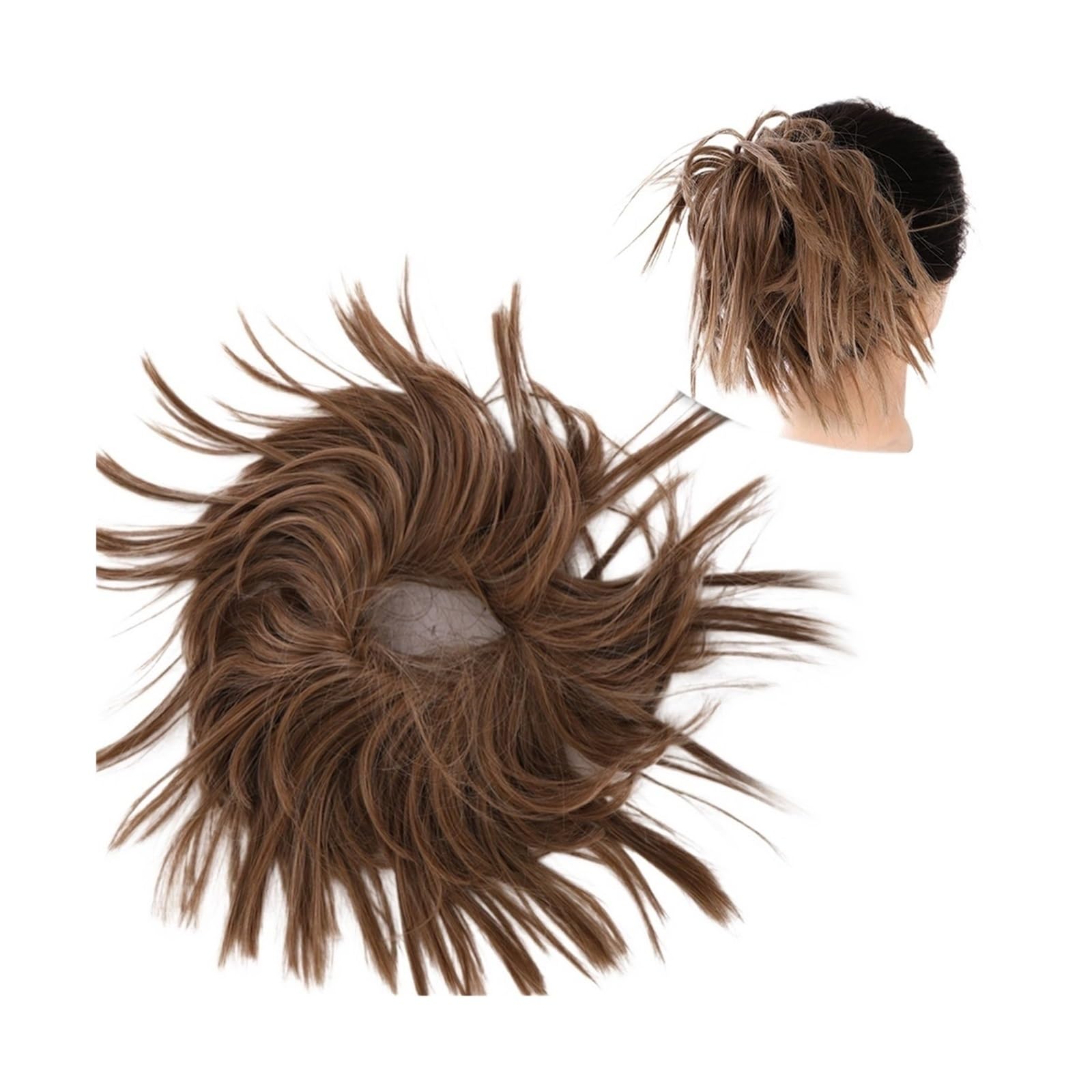 Haarteile Haarknoten Synthetische Haarknoten-Extensions, chaotisch, lockig, elastisch, Haargummis, Haarteile, synthetische Chignon-Donut-Hochsteckfrisuren, Haarteile for Frauen Brötchen Haare(Q17-12H2