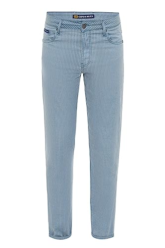 Cipo & Baxx Herren Leinenhose Jeans Denim Gestreift Freizeithose Baumwolle CD841 Blau W33 L34