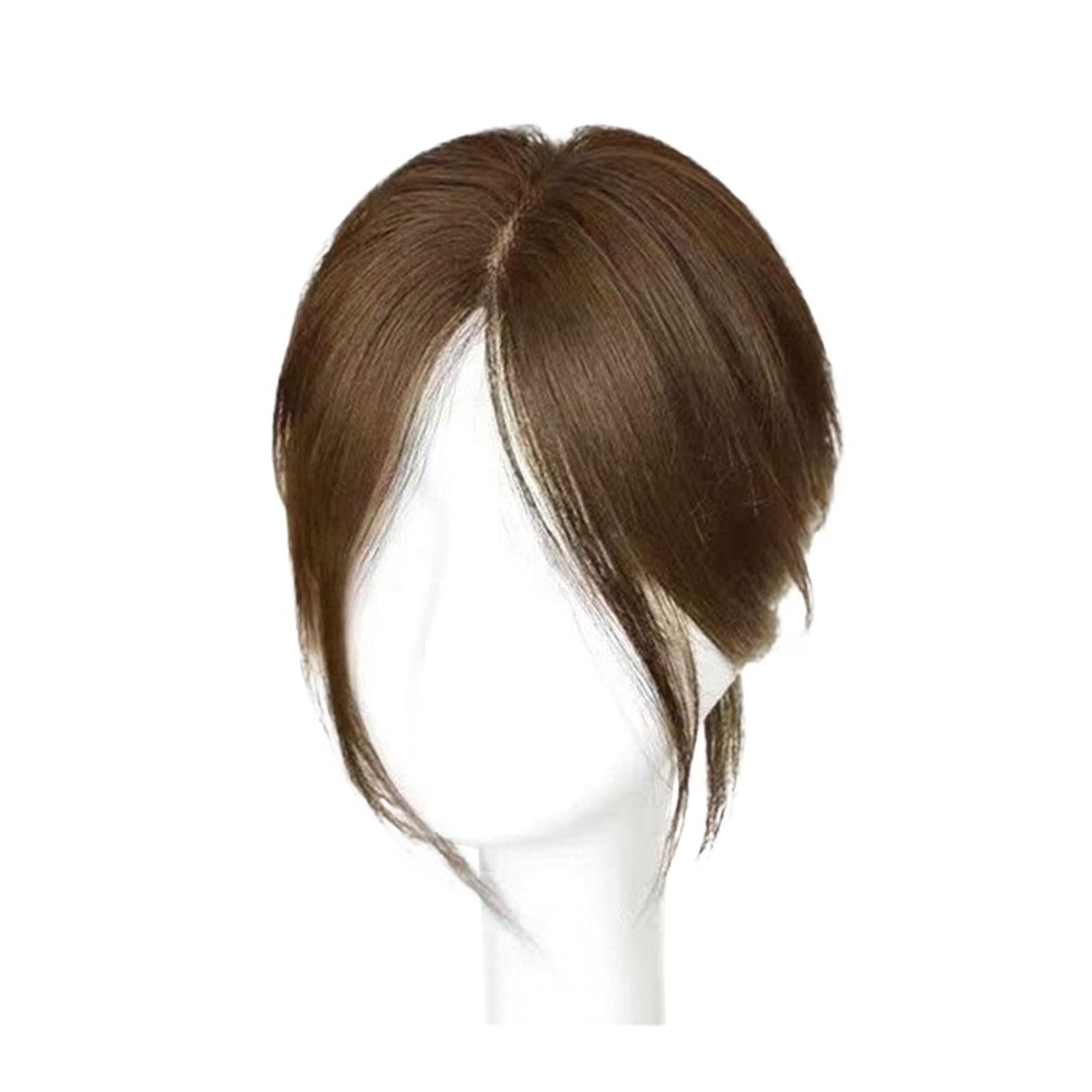 Pony Perückenteile for Frauen, künstlicher Haarkopf, natürlicher und flauschiger achtförmiger Pony, leichte und dünne Haarteile Pony Haarspange(Light Brown)