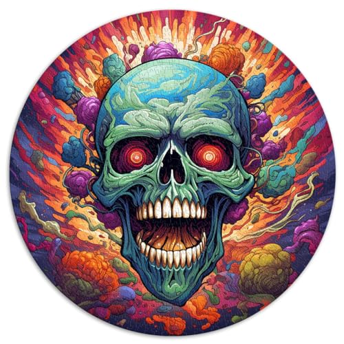 Puzzle Psychedelischer Totenkopf in Farbe für Erwachsene, 1000 Teile, Puzzle 26,5 x 26,5 Zoll, Lernspielzeug, tolles Geschenk für | Spiele