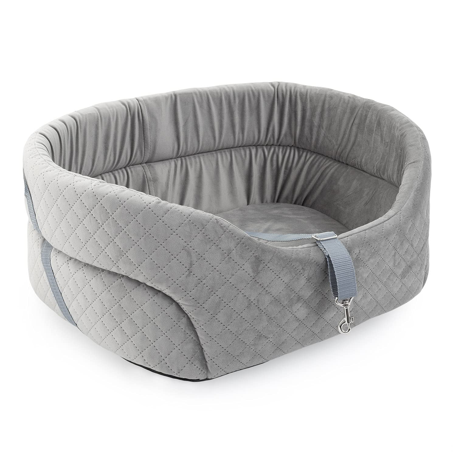 BOUTIQUE ZOO Hunde Autositz Universal Waschbar Abriebfest, Autositz Hund für Vordersitz, Beifahrersitz, Rückbank, Hundebett Hundetasche, M: 51 cm x 40 cm, Grau - Wildlederimitat - Velvet