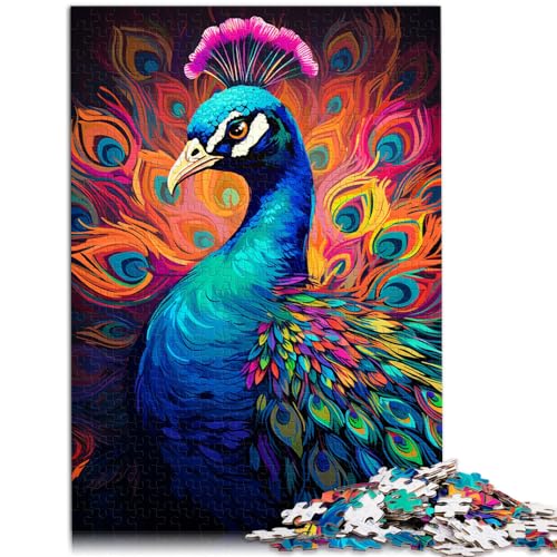 Puzzle-Spiele, Malen, bunter Pfau, 1000-teiliges Puzzle aus Holz, lustige Aktivitäten zu Hause, Geburtstagsgeschenk, Reisegeschenk, 1000 Teile (50 x 75 cm)