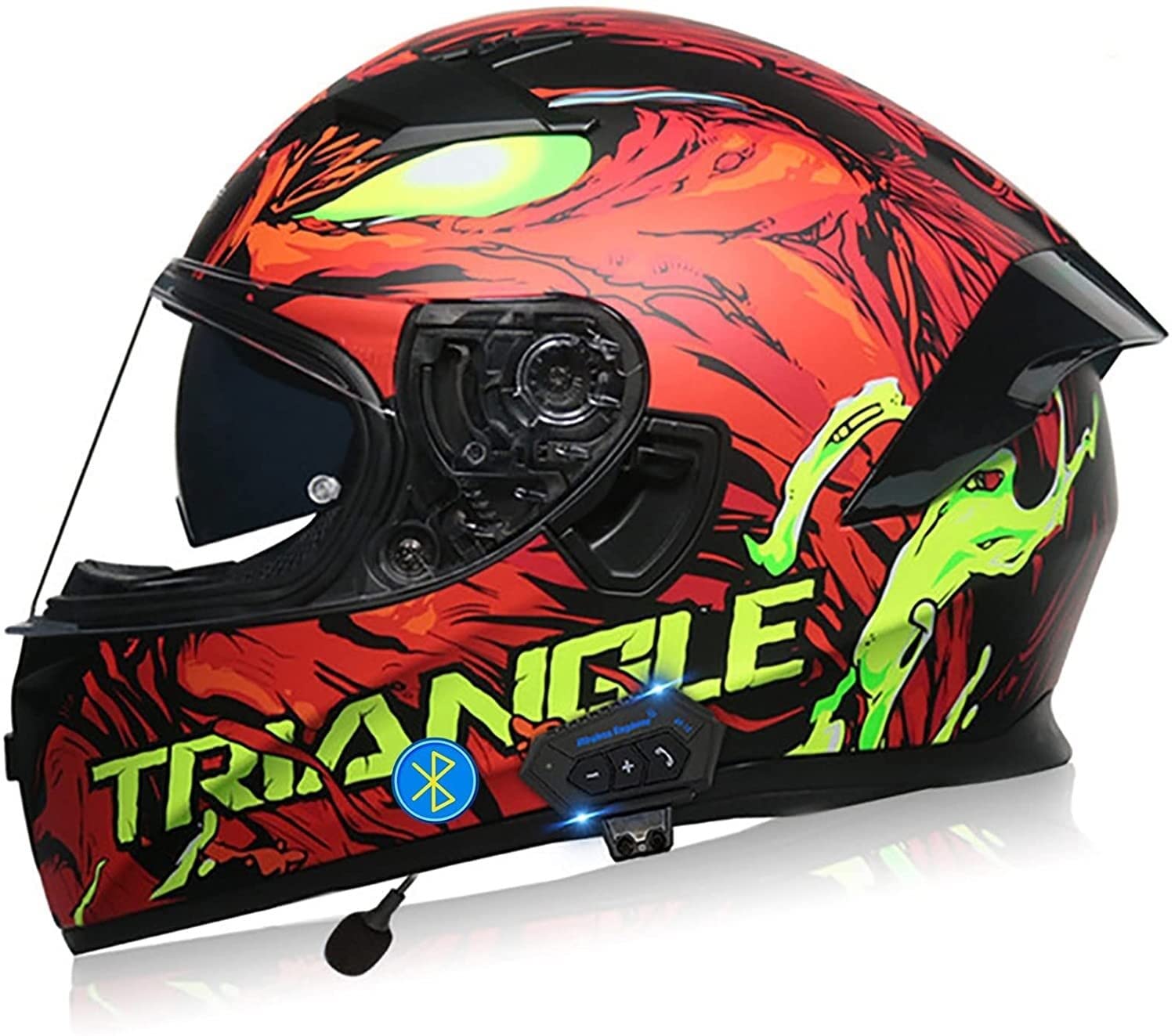 Motorradhelm Integralhelm Mit Bluetooth Headset,ECE Genehmigt Klapphelm Integralhelm Für Damen Und Herren Für Das Radfahren Im Freien Motorrad Helme Sturzhelm ECE/DOT Genehmigt