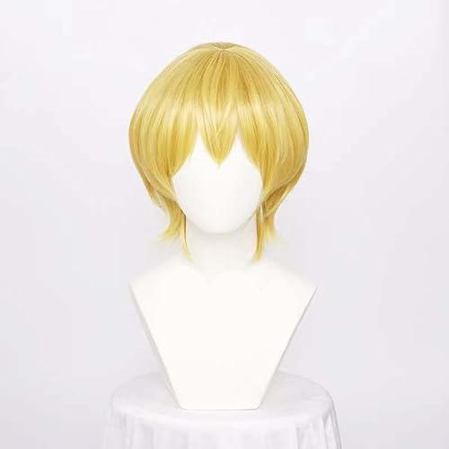 WCCNKK Anime Cosplay Perücke, HUNTER×HUNTER Kurapika Perücke, Blonde Kurze Haare, Mit Perückenkappe, Für Party Alltag Halloween Perücke Cosplay, Anime-Geschenk