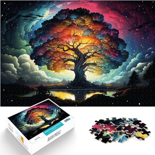 Puzzles als Geschenke, Bunter Planetenbaum, 1000 Puzzles für Erwachsene, Holzpuzzles, Wanddekoration, einzigartige Geburtstags, 1000 Teile (50 x 75 cm)