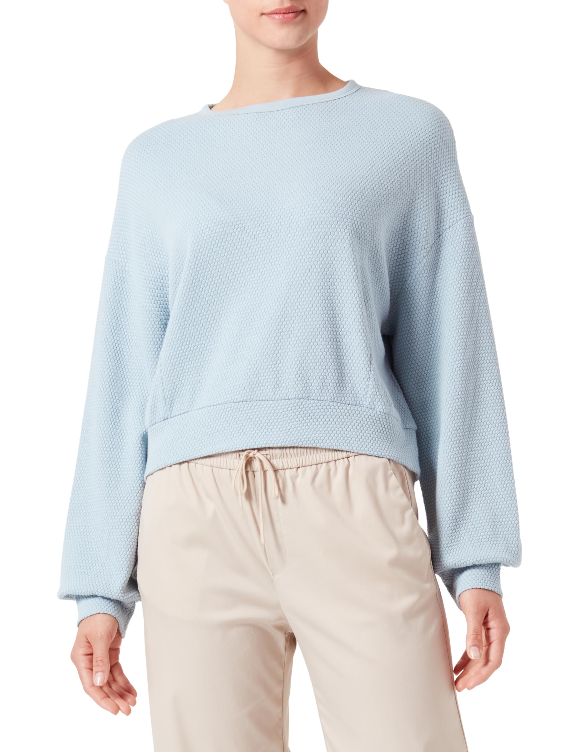 QS Damen 2147730 Sweatshirt mit Struktur, türkis 6103, 36