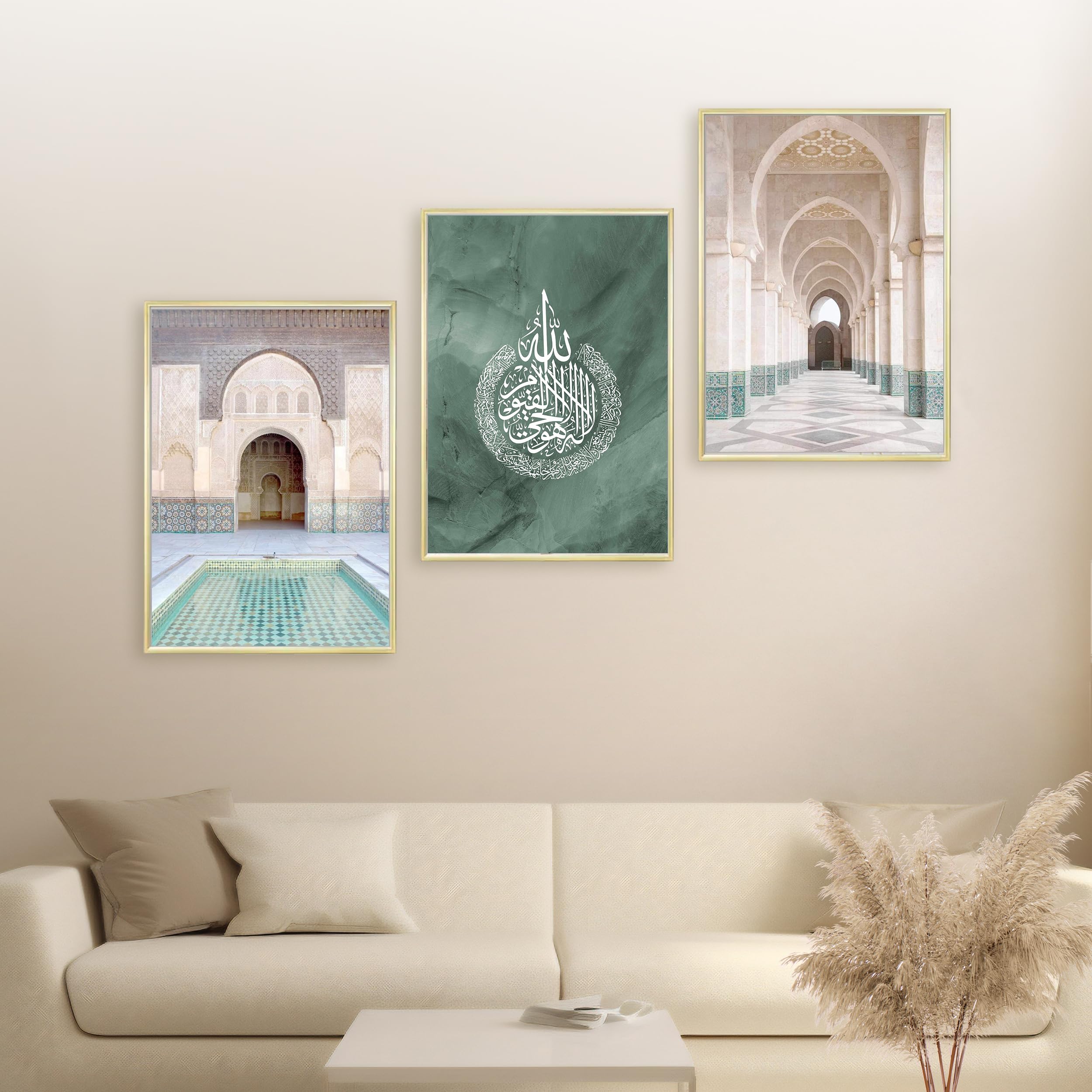 HAVA Artwork Hassan II. Mosque Poster Set, Islamische Poster, Islamische Bilder, Islamische Dekoration, Islamische Geschenke, Bilderrahmen, Allah Wandbild